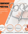 Facial Hair Scissors And Grooming Kit For Guys And Gals With Curved Safety Tip Clippers, silver two-pack scissors, 3.57 inches