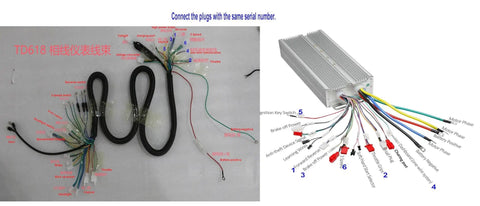 Wiring harness and controller for Beefed Up 60V 2500W Brushless Motor Kit With CV Axle Shaft Rear Swingarm Differential Controller And 5000RPM For DIY 4WD Golf Carts Go Karts ATVs Buggies Quads And Trailer Tractors.