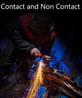 Person using handheld plasma cutter with Pro Grade Cutting Nozzle Protective Cover For Handheld Plasma Cutters With Air Guide Slots.