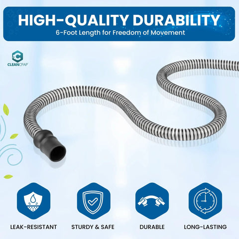 Non-Heated 6 Foot CPAP Tubing Replacement Black Universal Fit For Most CPAP Machines Easy To Reinstall Compatible With ResMed Philips Respironics Fisher And Paykel Durable Made In The USA Quality