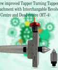 MT4 Taper Turning Attachment With Interchangeable Revolving And Dead Centers, precision lathe tooling shown in side view.