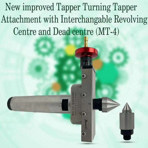 MT4 Taper Turning Attachment With Interchangeable Revolving And Dead Centers, precision lathe tooling shown in side view.