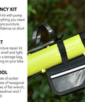 Close-up of All In One Bike Repair Kit with Carry Bag for Road and Mountain Bikes attached to a bicycle frame