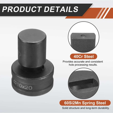Hydraulic Hole Punch Die Set 10mm x 20mm Slot Hole for CH70 Electric Punching Machine, 40Cr Steel, product details view