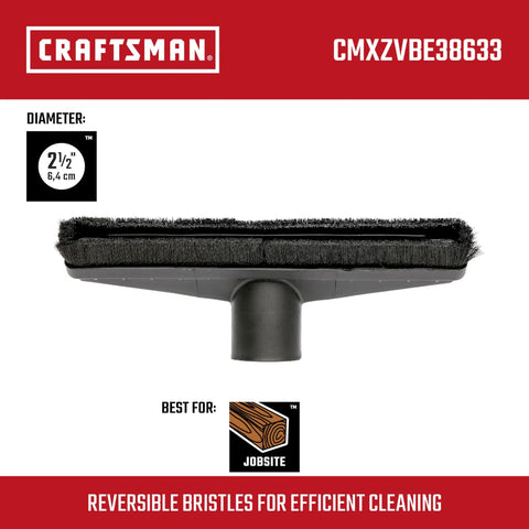 Front view of Floor Brush Attachment For Two And Half Inch Wet Dry Vac with Industrial Grade Fourteen Inch Wide Brush