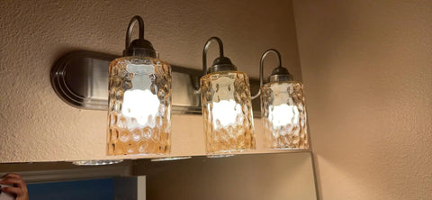 3 Pack Amber Hammered Glass Lamp Shade Replacement for 1-5/8 Inch Fitter on wall sconce