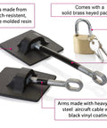 Two Pack Refrigerator Lock With Keyed Padlock, black finish, showing durable plates and brass keyed padlock with keys