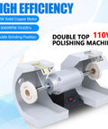 Hella Smooth Top Tier Bench Buffer Polisher featuring 550 Watt motor and 3000 RPM speed, double top polishing machine.