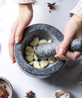 Granite Mortar And Pestle Set For Grinding Spices And Herbs Like A Boss, Natural Non Porous Stone, crushing garlic cloves