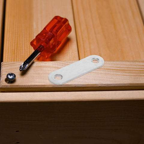 Heavy Duty Stainless Steel Flat Straight Bracket Connector With Two Holes For Wood Furniture Repair And Shelf Fixing Mending