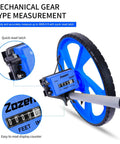 Close-up of Rolling Tape Measure Wheel With 3 Section Collapsible Design One Key Reset Starting Point Arrow TPR Tires.