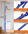 Heavy Duty Steel Support Pole Kit Adjustable Telescoping Jamb Extender Drywall Hoist And Dust Barrier Floor To Ceiling Jack Stand shown with size markings.