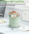 Sparkling Diamond Desk Organizer With 360 Rotating Pen Holder Dope Five Compartment Pencil Cup Storage Box Caddy For Office School Home And Art Supplies In Green on a desk.