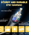 Interior view of heavy duty 20 foot EV Charger Adapter Cord showing 100% pure copper wires and high-resistance insulation
