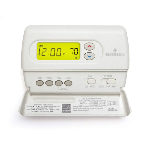 7 Day Programmable Thermostat For Single Stage Heating And Cooling Systems With Backlit Display, open cover view