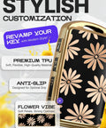 Mazda Key Fob Cover And Leather Keychain TPU Keyfob Case For 3 Button And 6 Button Fobs Fits CX5 CX9 CX30 CX50 CX70 2019 To 2025 Flower Vibe Style