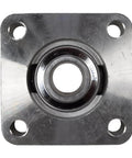 1 Inch Stainless Steel Four Bolt Flange Bearing With Grease Zerk, Wide Inner Ring, Front View, Ideal For Conveyors And Machinery