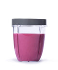 18 Ounce Short Cup With Lip Ring For Smoothies Clear Gray BPA Free Single Serve Blender Cup Without Lid Easy To Sip