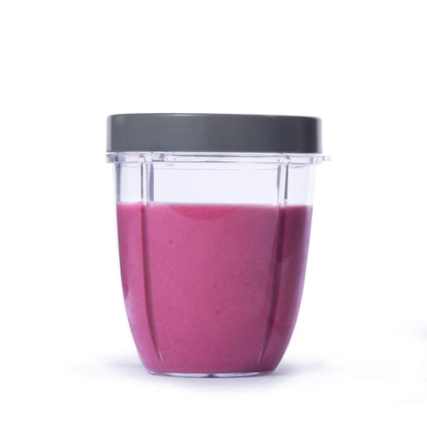 18 Ounce Short Cup With Lip Ring For Smoothies Clear Gray BPA Free Single Serve Blender Cup Without Lid Easy To Sip