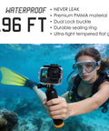 Diver using GoPro Hero Waterproof Case With Floating Hand Grip 196ft Depth Rated Underwater Housing for Hero 9 10 11 12 13 Black