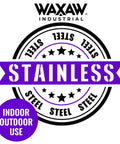 Waxaw Industrial stainless steel logo with text for indoor and outdoor use, featuring star design.