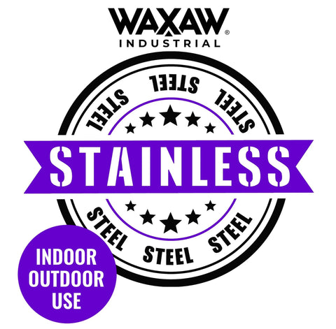 Waxaw Industrial stainless steel logo with text for indoor and outdoor use, featuring star design.