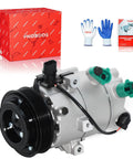 Heavy Duty AC Compressor With Clutch For Hyundai Elantra 2017 To 2020 showcasing front view and included accessories.