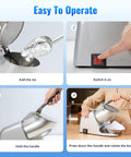 Top Shelf Heavy Duty Electric Ice Crusher And Shaver With A Beefy 300W Motor Powering Through Up To 186 Lbs Per Hour, easy operation steps.