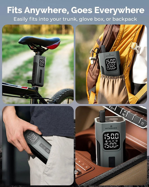 Cordless Tire Inflator Portable Air Compressor With Digital Pressure Gauge And LED Light in various uses