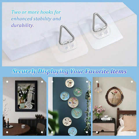 Totally Slick No Drill Wall Plate Hangers For Display And Photo Frame Mounting With Effortless Peel Stick Design For Stress Free Home Decor Setup Including Twenty Piece Square Hook Set Measuring 2.4 Inches Wide