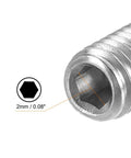 Close-up of Heavy Duty Ball Point Set Screws M4 X 12mm 304 Stainless Steel Spring Loaded Hex Socket Fasteners showing hex drive socket.