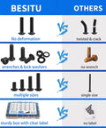 Comparison chart of Massive 1705 Piece Machine Screw Kit With Metric Bolts M2 M3 M4 M5 Nuts Lock Washers And Flat Washers Hex Button Head Cap Screws In Alloy Steel Grade 10.9 With Allen Wrench against competitors