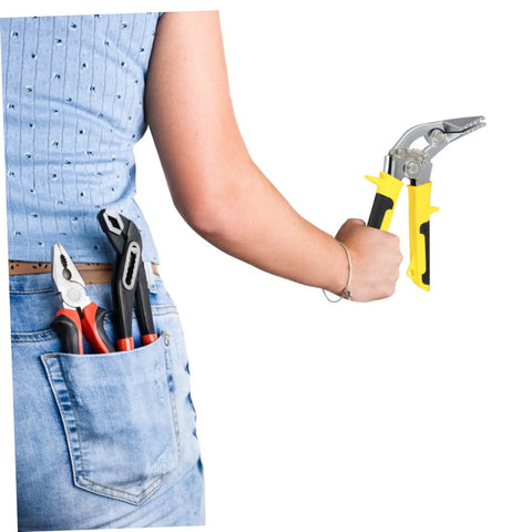 Person holding Ergonomic Hand Seamer Tool For Ductwork And Metal Panels With Non Slip Handles For Easy Operation And Reduced Fatigue