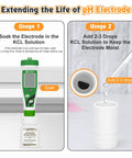 Instructions for extending pH electrode life with pH Calibration Kit With 3 Buffers 4.00 7.00 10.01 And KCl Storage Solution, 50ml Each