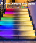 Upgrade Your Backyard With Solar Powered Deck Lights Eight Pack Led Step And Fence Lights For Patio Pool Garden Stairs, vibrant RGB colors