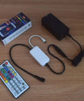 Remote control and components for 70ft Waterproof 24V RGB LED Strip Lights With WiFi App Control And Alexa Voice Music Sync.