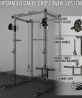 Heavy Duty Power Rack And Cable System For Home Gym Workout Gear Built Damn Tough For Serious Strength Building With Integrated Pull Up Bar and cable crossover features.