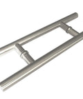 Double Sided Ladder Style Push Pull Door Handle 16 Inch Brushed Stainless Steel Finish Fits Steel Aluminum And Glass Doors Interior And Exterior Use Modern Contemporary Door Pulls Slick Grips, angled view