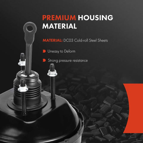 Premium Vacuum Brake Booster Direct Plug And Play Replacement For Dodge Dakota And Durango 1999 To 2004 steel housing detail with mounting features.
