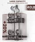 Image showing Over Showerhead Caddy With Rustproof Stainless Steel Construction Easy Install No Drilling Anti Swing Design Two Large Baskets Soap Holder And Multiple Hooks Bathroom Organizer For Shampoo Conditioner Body Wash Black supporting 40 lbs weight with dumbbells