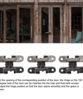 3 Pack 43mm Invisible Hinges For Cabinets And Jewelry Boxes, 180 Degree Zinc Alloy Cross Hinge in Black Plated Finish