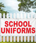 Industrial Grade Custom Printed Heavy Duty Vinyl Banner 24x48 Inches Red Education Design displayed on a white fence.