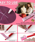 Pink Sublimation Shirt Tool Kit with ruler and pencil demonstrating marking and sharpening, includes 8 T-shirt rulers, teflon sheets.