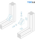 Diagram of 10 Sets Black 4040 Aluminum Extrusion Corner Bracket Kit With 10 Corner Brackets 20 M6 Spring T Nuts And Hex Screws Plus 1 Ball End Hex Wrench For 40 T Slot Extruded Aluminum Accessories