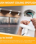 Installation of Three Color Temperature Adjustable LED Ceiling Spotlight Flush Mount With Directional Beam, easy to install