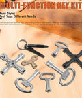 13 Piece All-In-One Heavy-Duty Utility Kit with 4 way spanner, square keys, water tap and faucet keys, brass construction