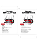 Front packaging of Six Piece At Home Dental Hygiene Kit for Plaque and Tartar Removal Stainless Steel Dental Picks With Case