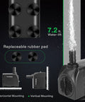 VIVOSUN 480GPH black submersible pump with 3 nozzles for aquarium, fountain or hydroponics; 7.2 ft water lift