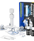 Windshield Repair Kit 2 Pack For Chips And Cracks Quick Fix With Slow Pressure System, includes bottles and tools on white surface