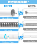 Comparison of adjustable shower curtain rod with 22mm diameter, thick spring, and thickened pipes vs other thinner rod.